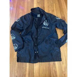 Golden State Warriors Black Size Small Mens Full‎ Snap Up NBA Jacket